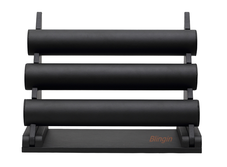3 Tier Bracelet or Bangle Display Stand in Black Leatherette. Height 330mm 3 Tier Bracelet or Bangle Display Stand in Black Leatherette. Height 330mm