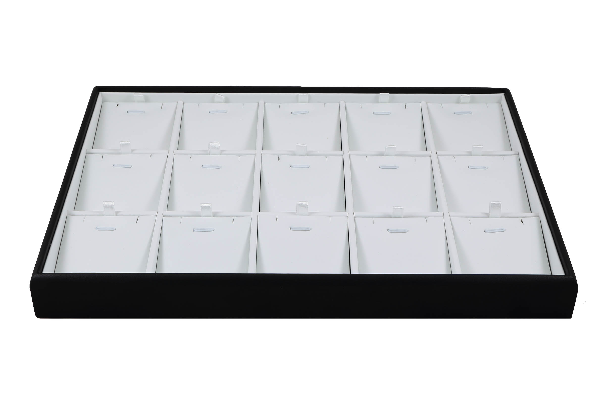 1 x Black and White Premium Soft Padded Leatherette Earring, Necklace and Pendant Tray. 15 Compartments. Dim 315(w) x 225(d) x 3 1 x Black and White Premium Soft Padded Leatherette Earring, Necklace and Pendant Tray. 15 Compartments. Dim 315(w) x 225(d) x 3
