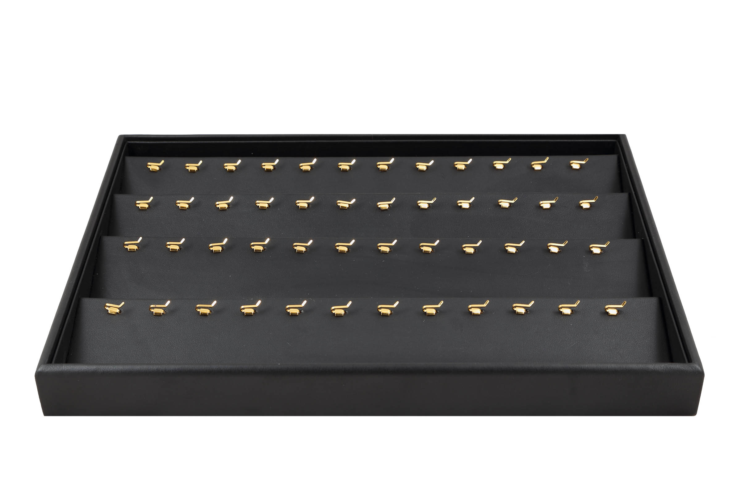 1 x Black Premium Soft Padded Leatherette Pendant Display Tray. Holds 48. Stackable. Dim 315(w) x 225(d) x 40mm(h). 1 x Black Premium Soft Padded Leatherette Pendant Display Tray. Holds 48. Stackable. Dim 315(w) x 225(d) x 40mm(h).