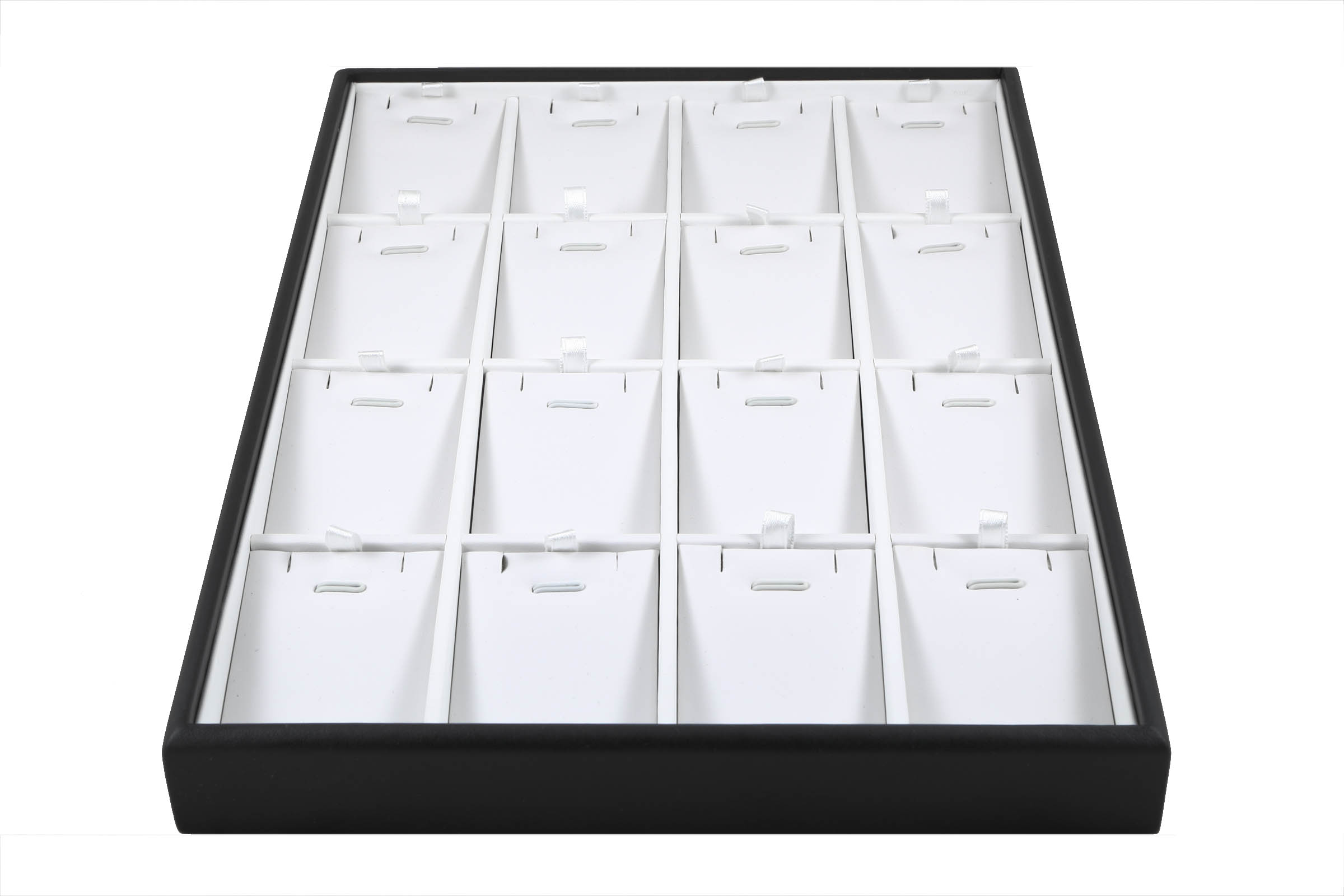 1 x Black and White Premium Padded Leatherette Earring, Necklace and Pendant Tray. 16 Compartments. Stackable. Dim 315 x 225 x 3 1 x Black and White Premium Padded Leatherette Earring, Necklace and Pendant Tray. 16 Compartments. Stackable. Dim 315 x 225 x 3