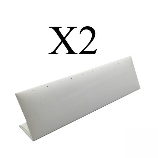 2 x Premium White Soft Padded Leatherette Earring Display Stand. Holds 5 Pairs. Dim 200(W) x 35(D) x 50mm(H).