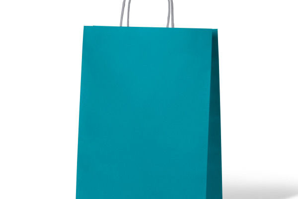 Carton of 250 Beach Blue Kraft Paper Bags. Dim 350mm (High) x 260mm (Wide) + 90mm (Gusset)