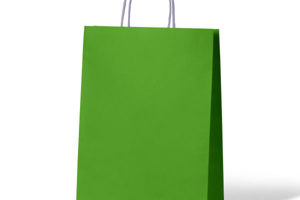 Carton of 250 Loud Lime Kraft Paper Bags. Dim 350mm (High) x 260mm (Wide) + 90mm (Gusset)
