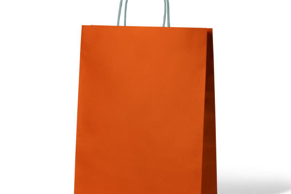 Carton of 250 Citrus Orange Kraft Paper Bags. Dim 350mm (High) x 260mm (Wide) + 90mm (Gusset)
