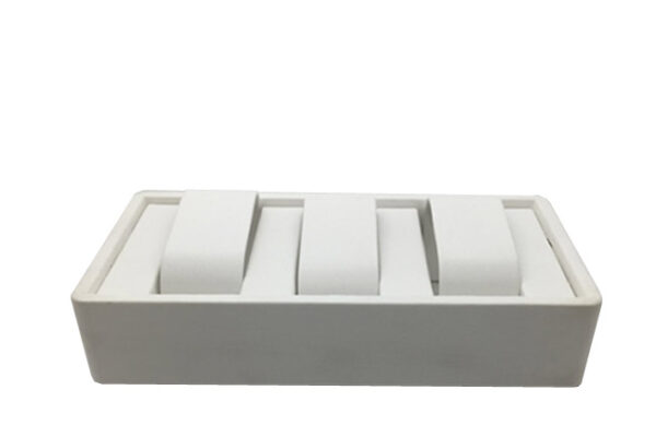 White Leatherette Bangle or Watch Display Stand. Dim 180 x 90 x 38mm.