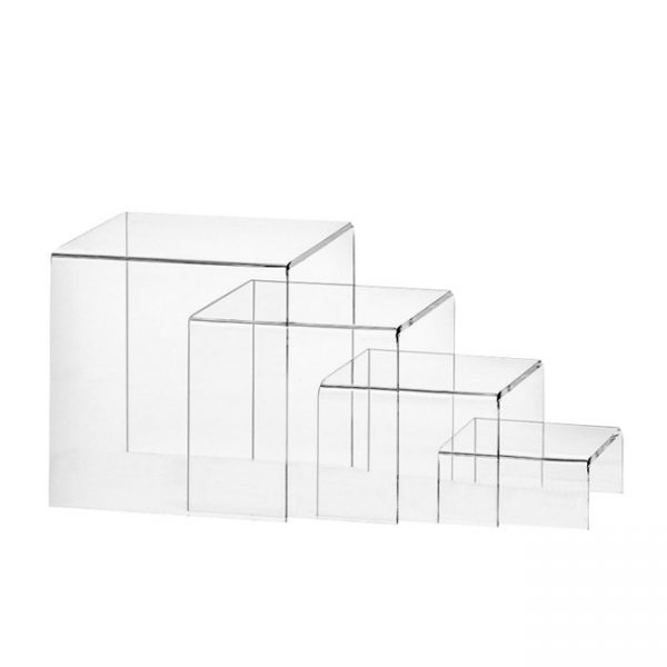QUALITY CLEAR ACRYLIC RISER 4 PIECE SET. HEIGHT 105MM X WIDTH 105MM.