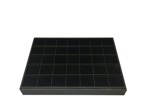 A-SERIES Black Velvet Stackable Earring Display Tray. 35 Compartments. Dim 255 x 355 x 48mm