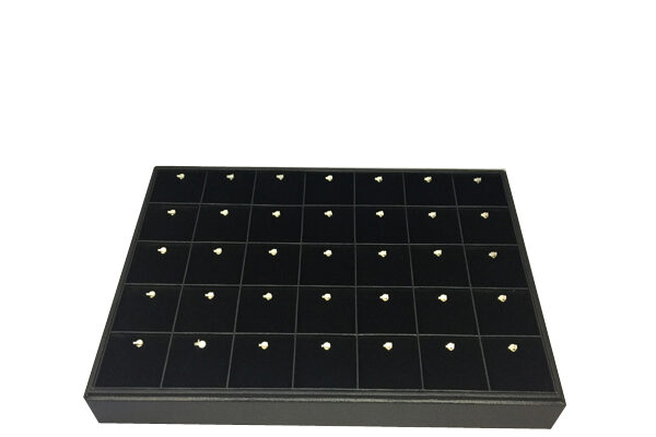 A-SERIES Black Velvet Stackable Pendant Display Tray. 35 Compartments. Dim 255 x 355 x 48mm