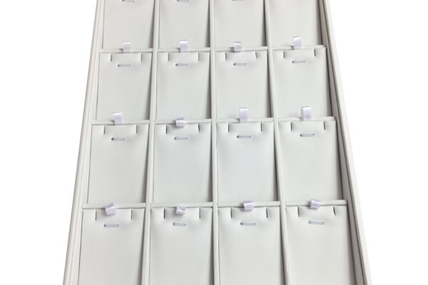 C-SERIES White Premium Soft Padded Leatherette Earring, Necklace and Pendant Tray. 16 Compartments. Stackable.