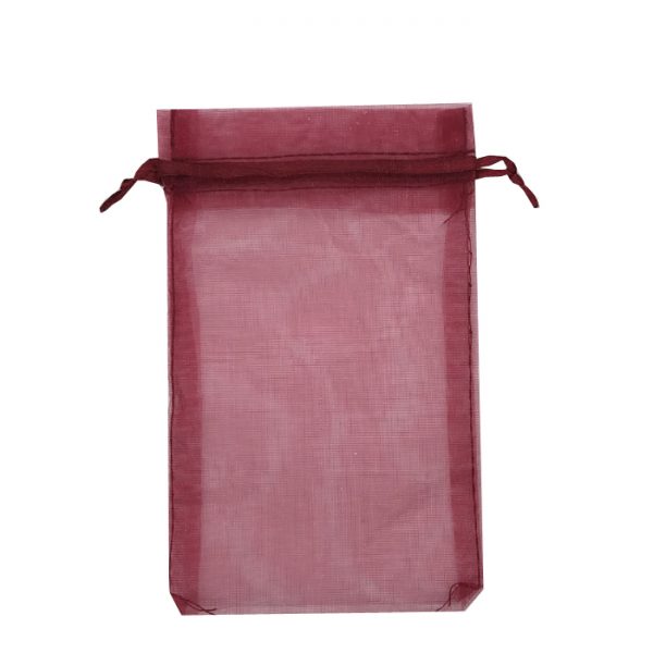 X100 (NEW H-series) Burgundy Red Organza Bags. Pack of 100. Dim 9cm(w) x 13cm(h)