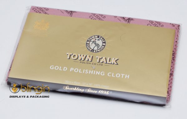 TOWN TALK LARGE GOLD POLISHING CLOTH. 30CM X 45CM. IMPREGNATED.