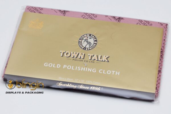 TOWN TALK LARGE GOLD POLISHING CLOTH. 30CM X 45CM. IMPREGNATED.