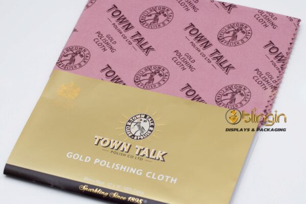 TOWN TALK LARGE GOLD POLISHING CLOTH. 30CM X 45CM. IMPREGNATED.