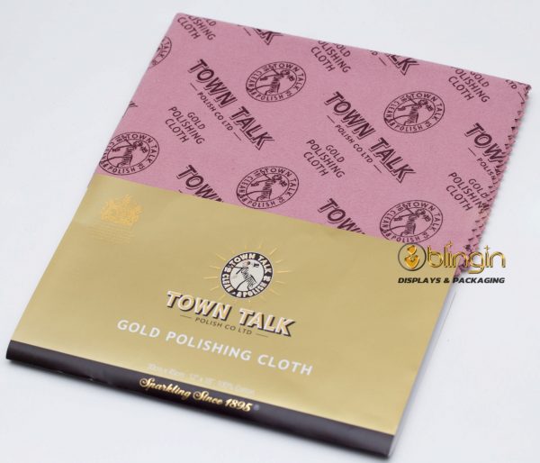 TOWN TALK LARGE GOLD POLISHING CLOTH. 30CM X 45CM. IMPREGNATED.