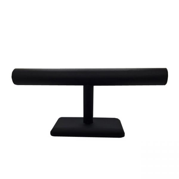 Long Single Tier Bracelet Display Black - Rectangle Base. Dim - 300 W x 90 D x 130mm H. Cylinder Diameter 30mm