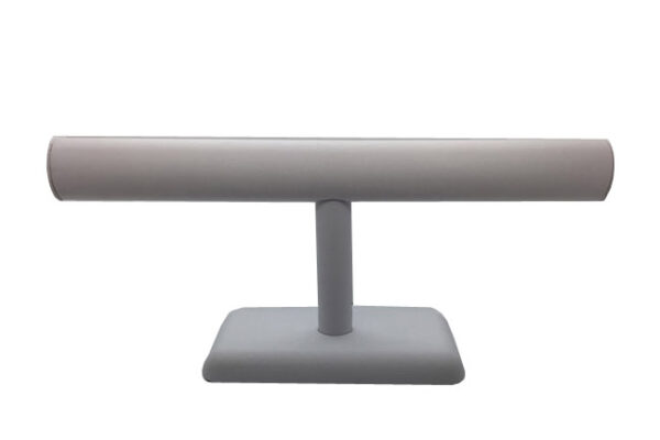 Long Single Tier Bracelet Display White - Rectangle Base. Dim - 300 W x 90 D x 130mm H. Cylinder Diameter 30mm