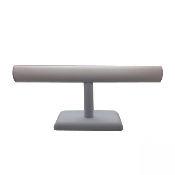 Long Single Tier Bracelet Display White - Rectangle Base. Dim - 300 W x 90 D x 130mm H. Cylinder Diameter 30mm