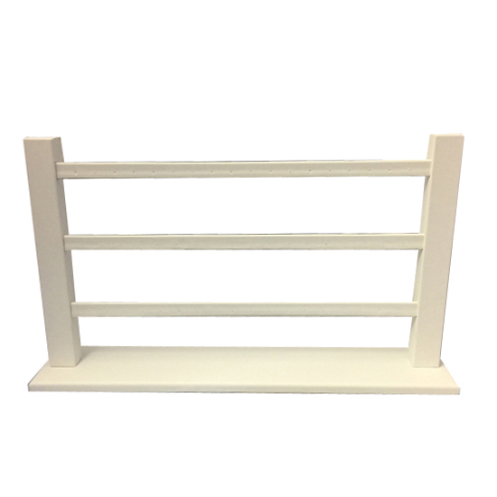 Large Earring Display Stand White Leatherette - Holds 27 pairs.