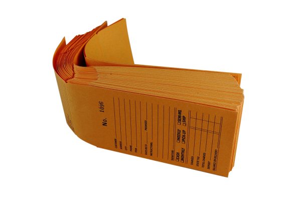 100 Quality Yellow Repair Envelopes, Numbered in consecutive order, with easy tare off sections.