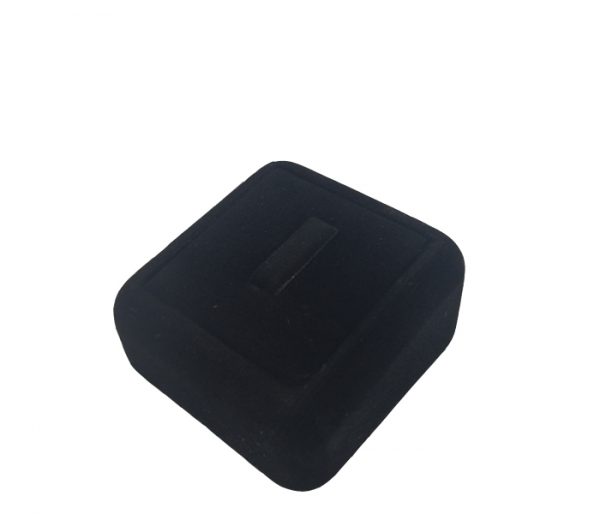 Ring Display Stand in Black Velvet. Dimensions 50 x 50 x 25mm