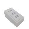Raised Rectangular Triple Ring Display In White Leatherette. Dim 50(w) x 95(d) x 40mm(h)