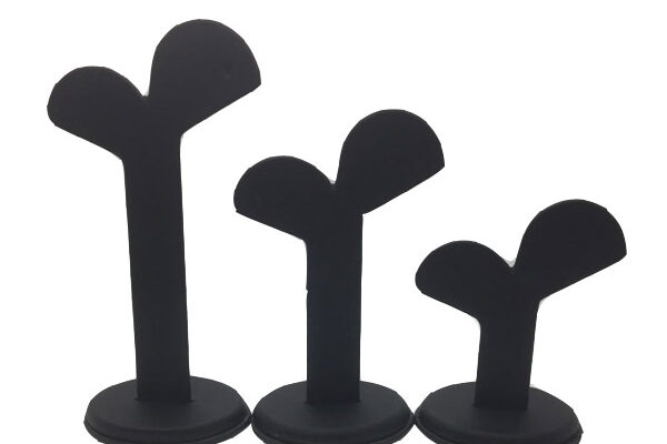 Set of 3 Black Leatherette Earring/Necklace Displays. Height S-85mm, M-108mm, L-140mm