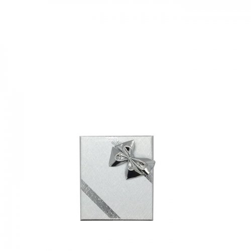 Box of 96- Solid Premium Silver Cardboard Earring Gift Boxes with Silver Bow. Dim 50(w) x 50(d) x 21mm(h).