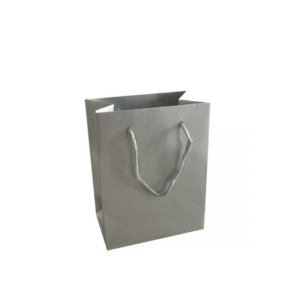 X48 Small Silver Paper Bags Dimensions 110mm(W) x 70mm(G) x 140mm(H).