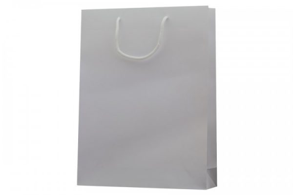 Box of 100 Large White Boutique Paper Bags. Dimensions 315mm(W) x 100mm(G) x 420mm(H).