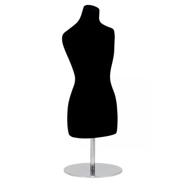 Premium Fabric Necklace Display Bust. Dim 330 H x 260mm Max Adj Stand Height.