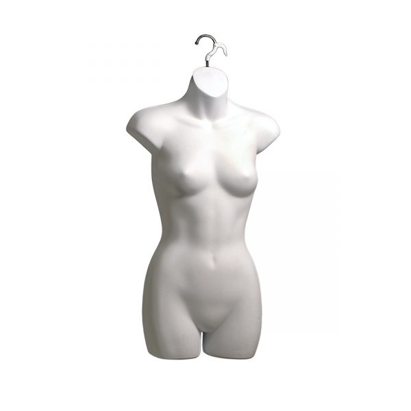 White Female Small/Medium Torso With Hanging Hook. Height 770mm