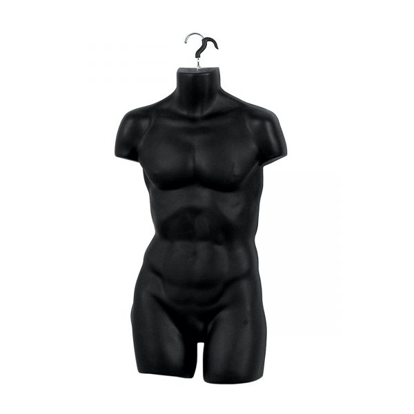 Black Male Medium/Large Torso With Hanging Hook. Height 865mm