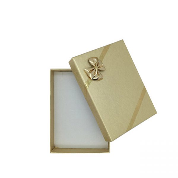 Box of 48 Small Solid Premium Gold Cardboard Necklace/Pendant or Earring and Ring Set Gift Box with Gold Bow. Dim 54(w) x 80(d)