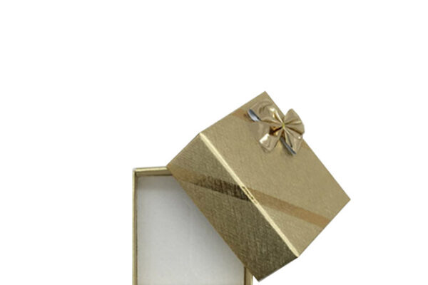 Box of 60 - Solid Premium Gold Cardboard Ring Gift Box with Gold Bow. Dim 55(w) x 45(d) x 30mm(h).