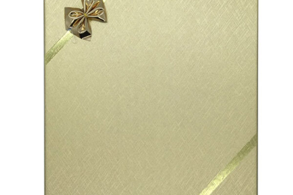 Box of 12 - Extra Large Solid Premium Gold Cardboard Set Gift Box with Gold Bow. Dim 134(w) x 187(d) x 36mm(h).