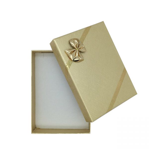 Box of 36 Medium Solid Premium Gold Cardboard Necklace, Earring and Ring Set Gift Box with Gold Bow. Dim 70(w) x 100(d) x 30mm(h)