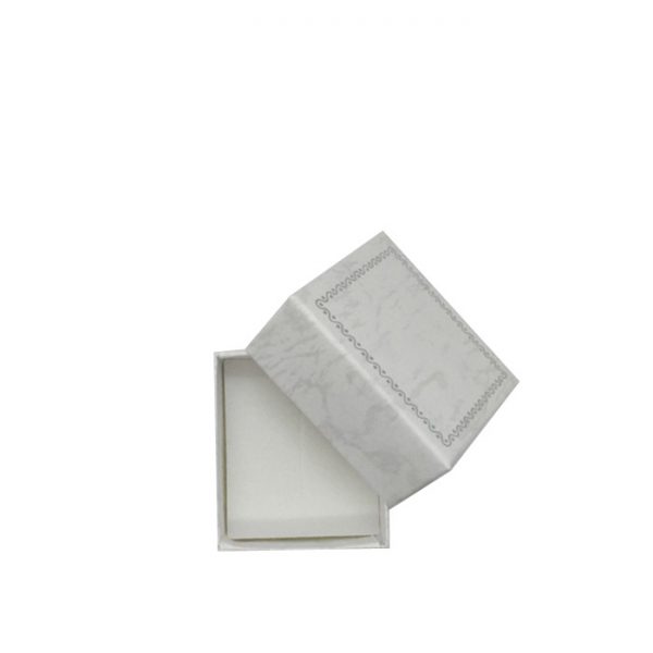Box of 60 - Premium Solid White Cardboard Ring Box with Silver Trim and Light Grey Grain Texture. Dim 47(w) x 55(d) x 30mm(h).