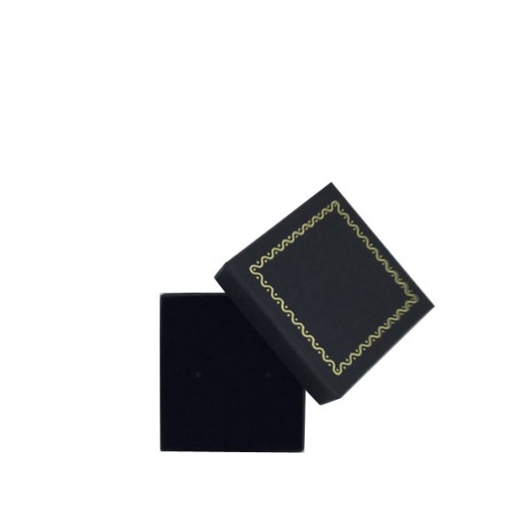 Box of 96 - Premium Solid Small Black Cardboard Earring Stud Gift Box with Gold Trim Border. Dim 50(w) x 50(d) x 20mm(h).