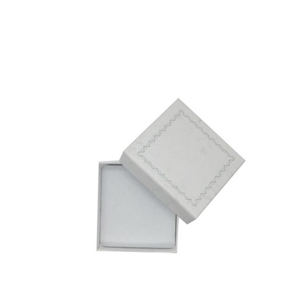 Box of 96 - Premium Solid Small White Cardboard Earring Stud Gift Box with Silver Trim Border. Dim 50(w) x 50(d) x 20mm(h).