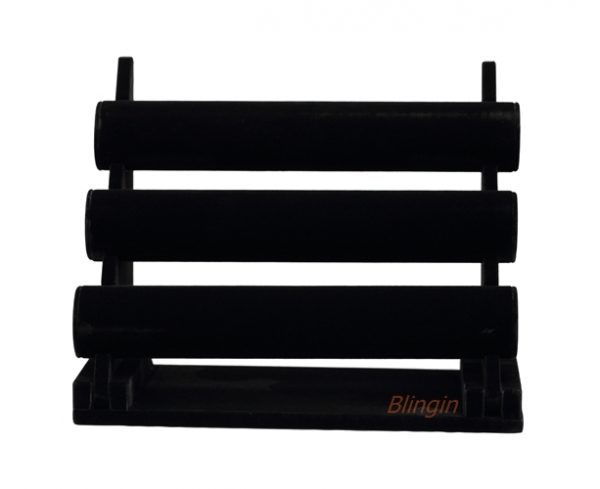 3 Tier Bracelet or Bangle Display Stand in Black velvet. Height 330mm