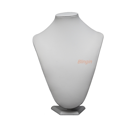 Necklace Bust Display - Height 220mm. White Leatherette