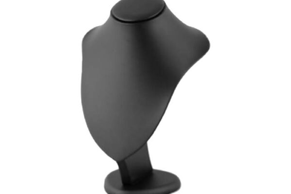 Premium Medium Black Leatherette Necklace Display Bust. Dimension 190 W x 160 D x 270mm H