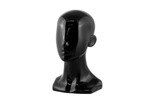 Premium Nova Female Head Display in Black Gloss. Height 340mm