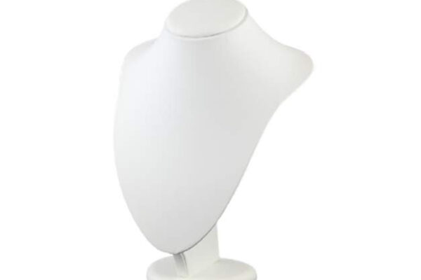 Premium Medium White Leatherette Necklace Display Bust. Dimension 190 W x 160 D x 270mm H