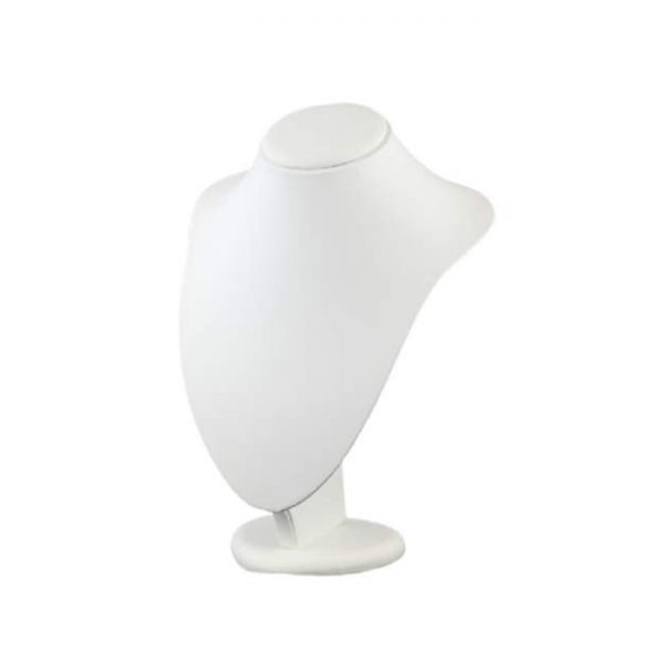 Premium Medium White Leatherette Necklace Display Bust. Dimension 190 W x 160 D x 270mm H