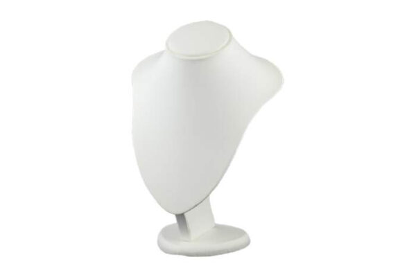 Premium Small White Leatherette Necklace Display Bust. Dimension 160 W x 120 D x 225mm H