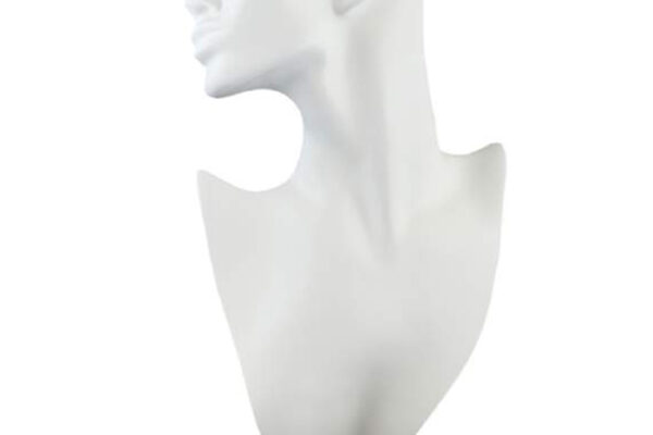 Large White Sculpted Necklace and Earring Display Bust. Height 350mm