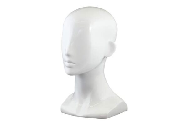 Premium Nova Female Head Display in White Gloss. Height 340mm