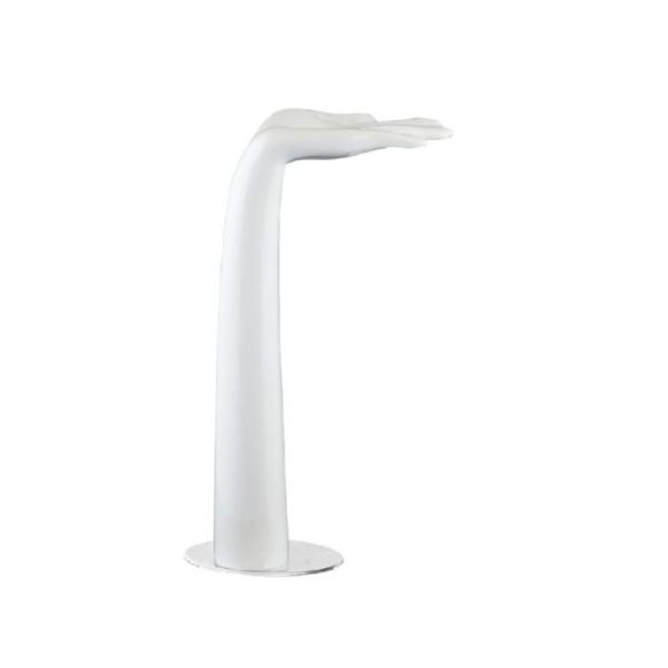 Premium White Female Hand Display with bent wrist on Chrome Base. Height 405mm