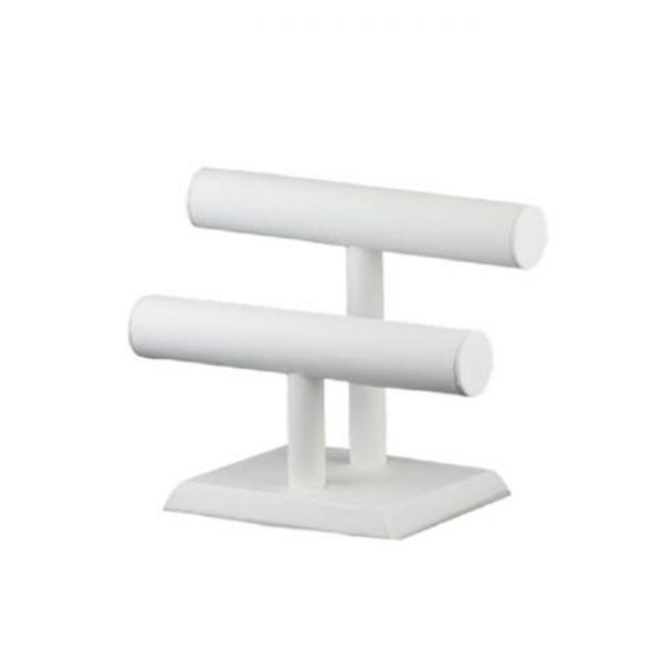 Double Tier Bracelet Display White. Dimension - 250 W x 150 D x 200mm H. Cylinders Diameter 40mm